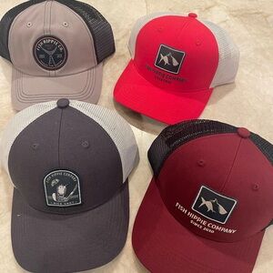 Fish Hippie Company Men's Trucker Hat - Red and Gray. Set of 4